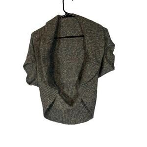 Takeout Gray Multicolor Knit Short Sleeve Knit Opened Front Sweater Women Sz S